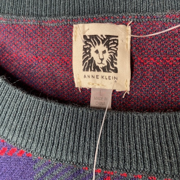 ANNE KLEIN Treeline Combo Mixed Media Plaid Sweater - Picture 7 of 13